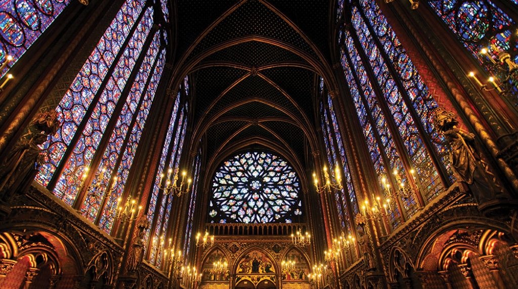 Cathedral with stained glass windows