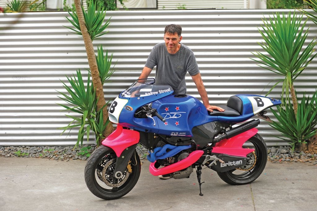 Photo of Andrew Stroud with motorbike
